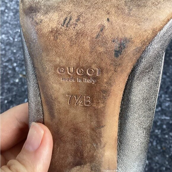 Acubi mermaidcore fairycore Gucci Open Toe Silver Heel Leather Shoes US 7.5 - Picture 8 of 15
